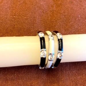 Enamel over silver stacking rings